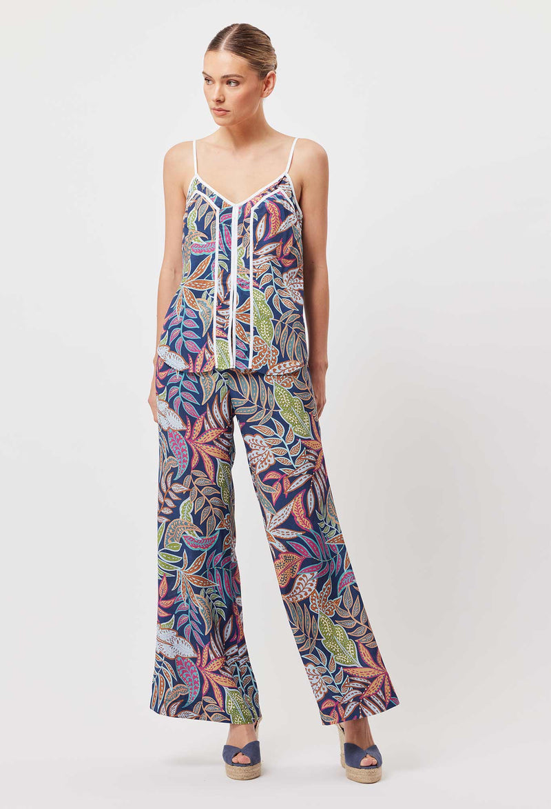 Panama Linen Wide Leg Pants - Fiesta Tropical