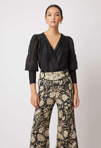 Bedouin Silk/Linen Top in Black