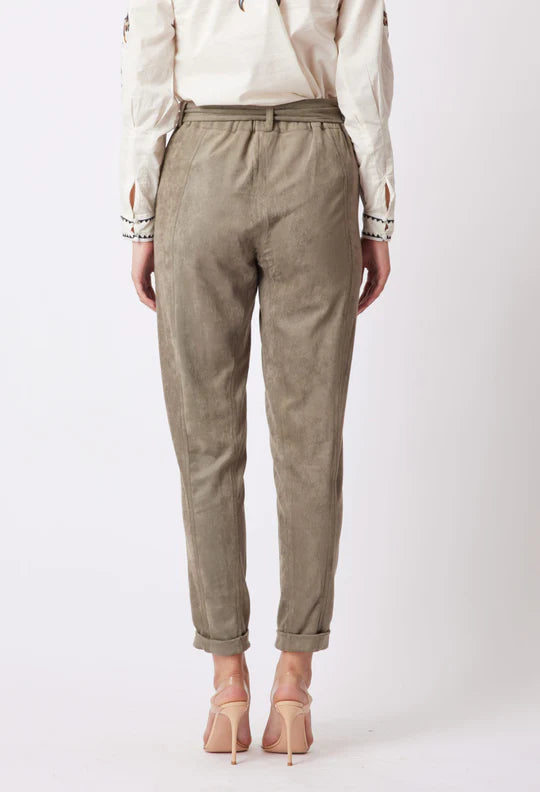 Faux Suede High Waisted Easy Fit Pants