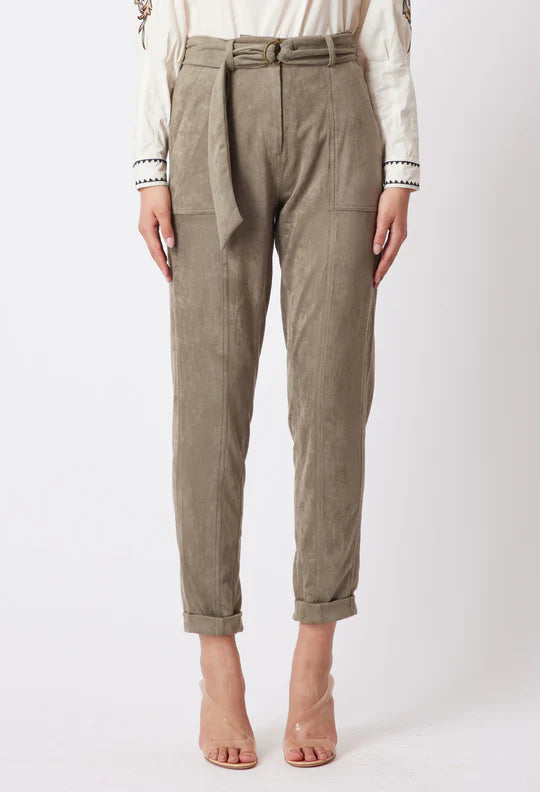Faux Suede High Waisted Easy Fit Pants