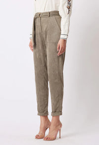 Faux Suede High Waisted Easy Fit Pants
