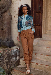 Tulum Tencel Denim Press Stud Jogger in Bronze