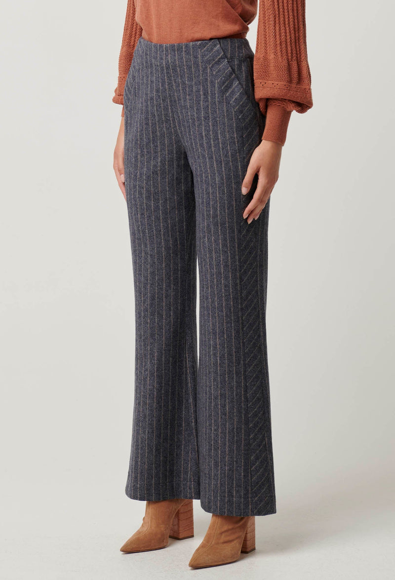Once Was - Coraline Chevron Stripe Panelled Pant in Bluestone Stripe