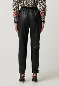 Once Was - Sylvan Leather Curved Panel Jogger in Black