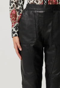Once Was - Sylvan Leather Curved Panel Jogger in Black