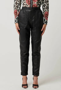 Once Was - Sylvan Leather Curved Panel Jogger in Black