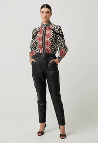 Once Was - Sylvan Leather Curved Panel Jogger in Black