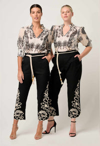 Once Was - Oleander Placement Cotton Silk Print Blouse - IMPERIAL STONE