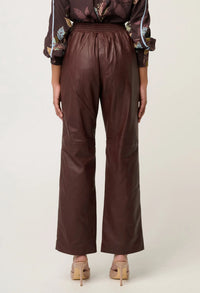 Once Was - Joan Leather Elasticated Waist Straight Leg Pant in Oxblood