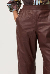Once Was - Joan Leather Elasticated Waist Straight Leg Pant in Oxblood