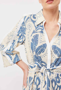 Granada Linen Viscose Shirt Dress in Del Sol Azure