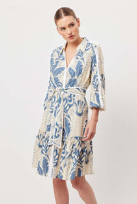 Granada Linen Viscose Shirt Dress in Del Sol Azure