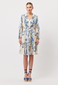 Granada Linen Viscose Shirt Dress in Del Sol Azure