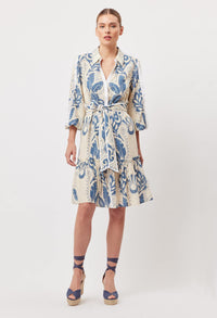 Granada Linen Viscose Shirt Dress in Del Sol Azure