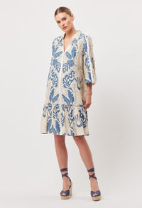 Granada Linen Viscose Shirt Dress in Del Sol Azure