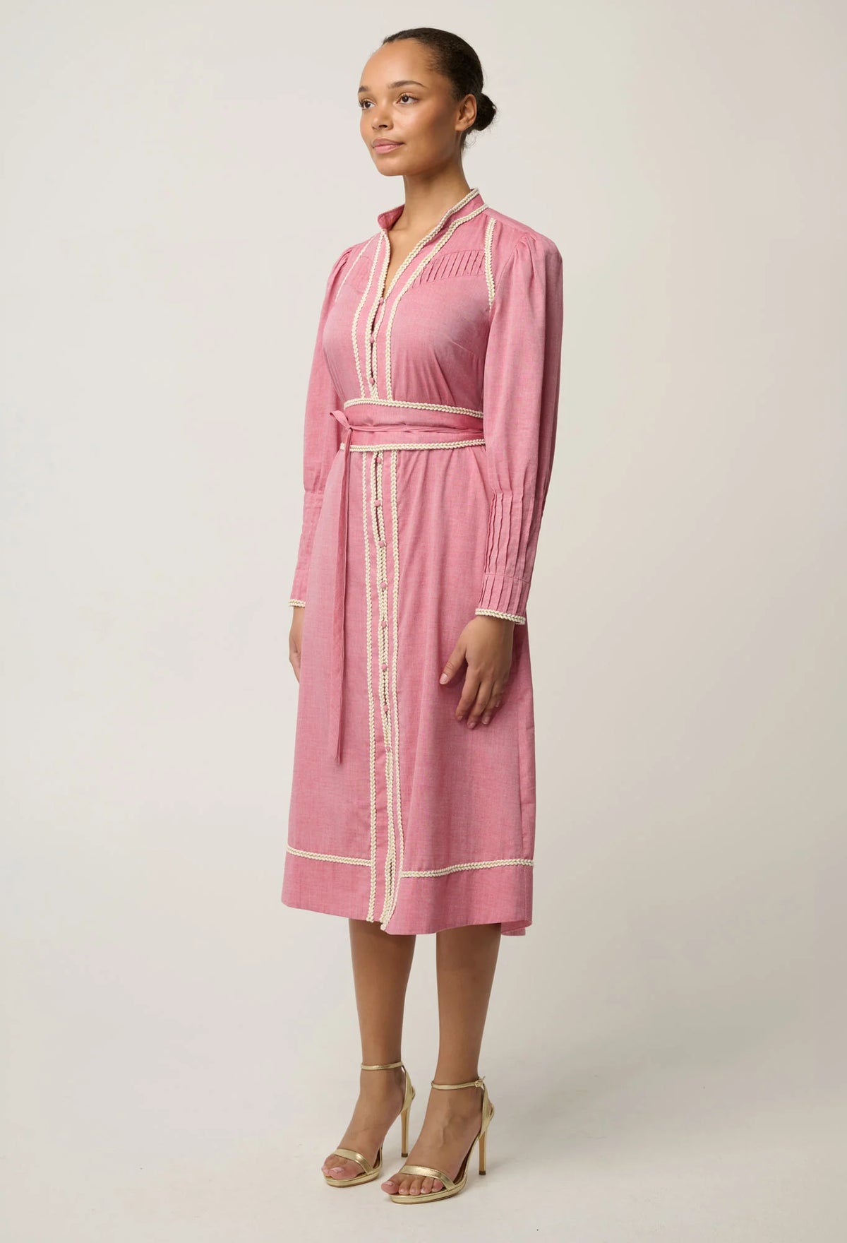 Once Was - Isla Cotton Chambray Trim Detail Dress