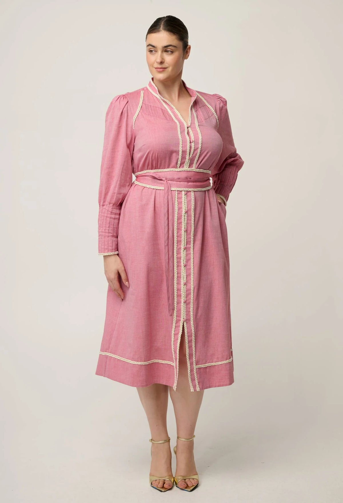 Once Was - Isla Cotton Chambray Trim Detail Dress