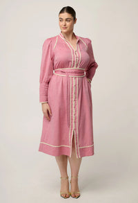 Once Was - Isla Cotton Chambray Trim Detail Dress