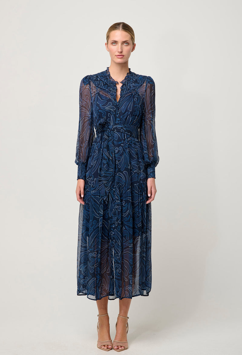 Once Was - Solana Braided Neck Detail Viscose Chiffon