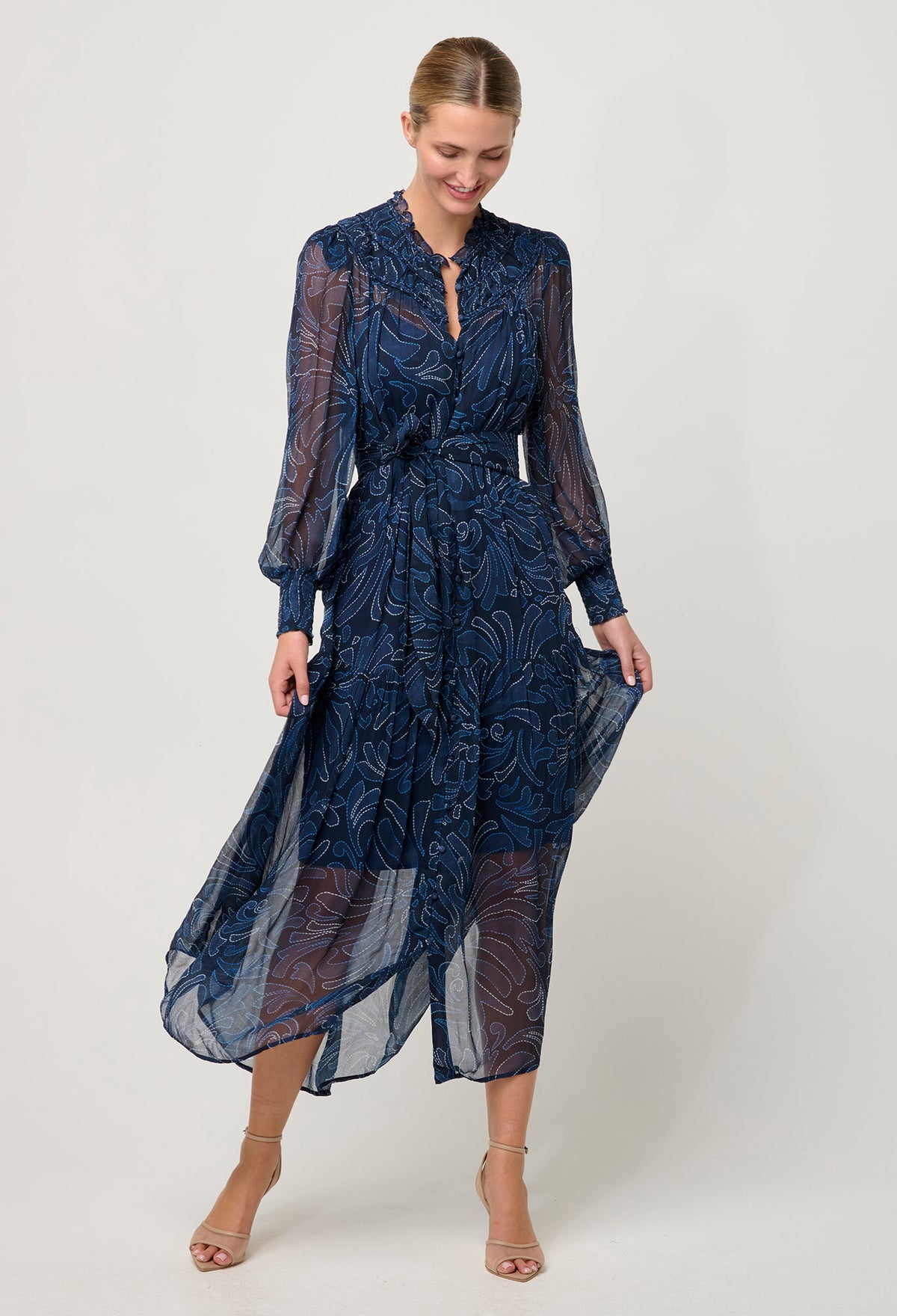 Once Was - Solana Braided Neck Detail Viscose Chiffon