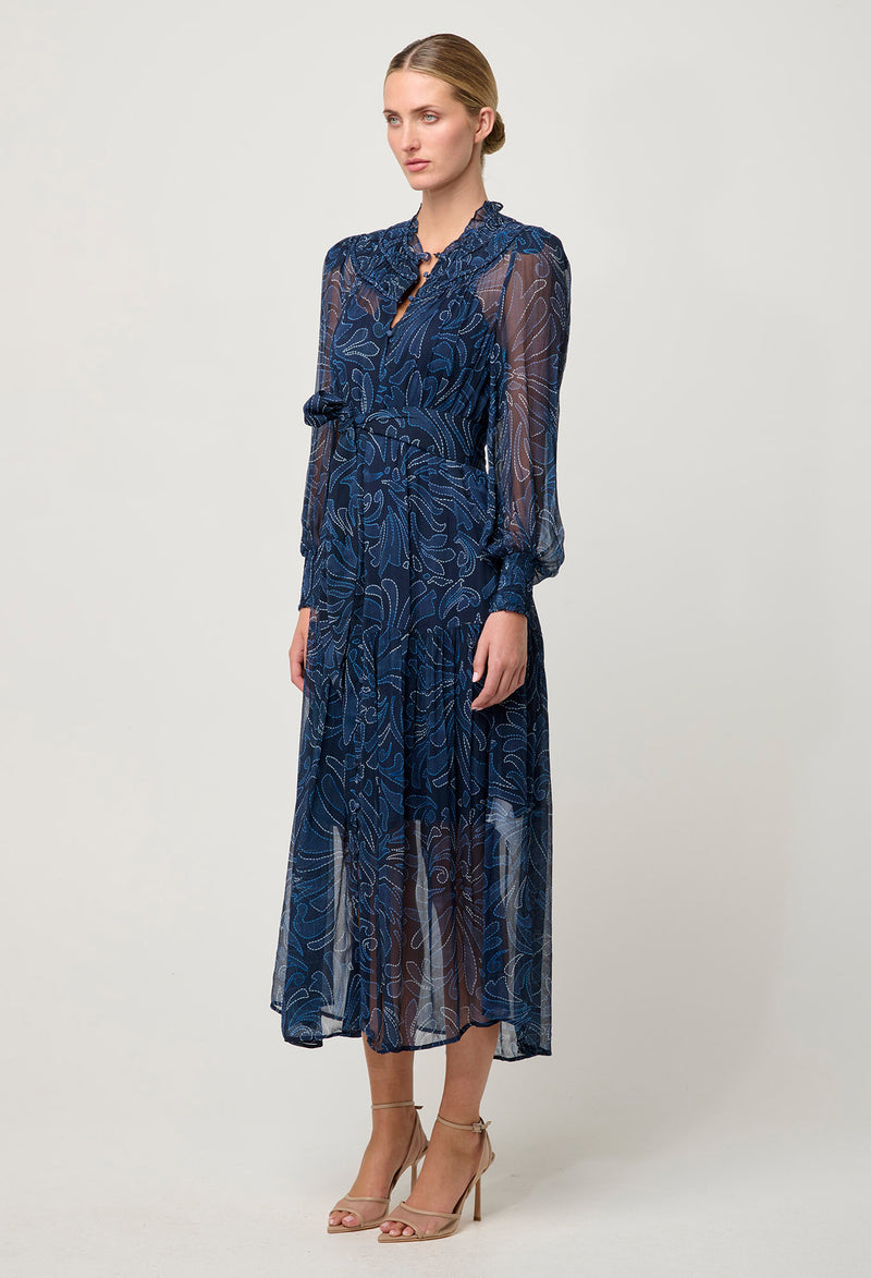 Once Was - Solana Braided Neck Detail Viscose Chiffon