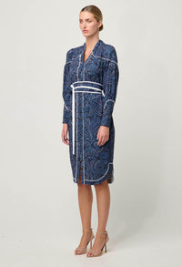 Once Was - Adela Contrast Lace Trim Viscose Dobby Curve Hem Dress