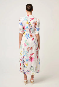 Once Was - Xenia Contrast Yolk Linen Viscose Dress - PLUME BLOSSOM