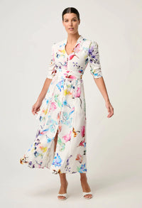 Once Was - Xenia Contrast Yolk Linen Viscose Dress - PLUME BLOSSOM