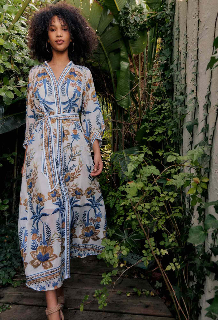 Once Was - Carmen Cotton Silk Maxi Dress in Golden Medina