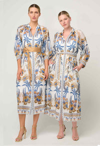Once Was - Carmen Cotton Silk Maxi Dress in Golden Medina