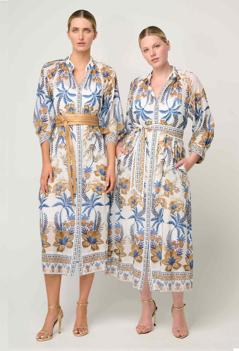 Once Was - Carmen Cotton Silk Maxi Dress in Golden Medina