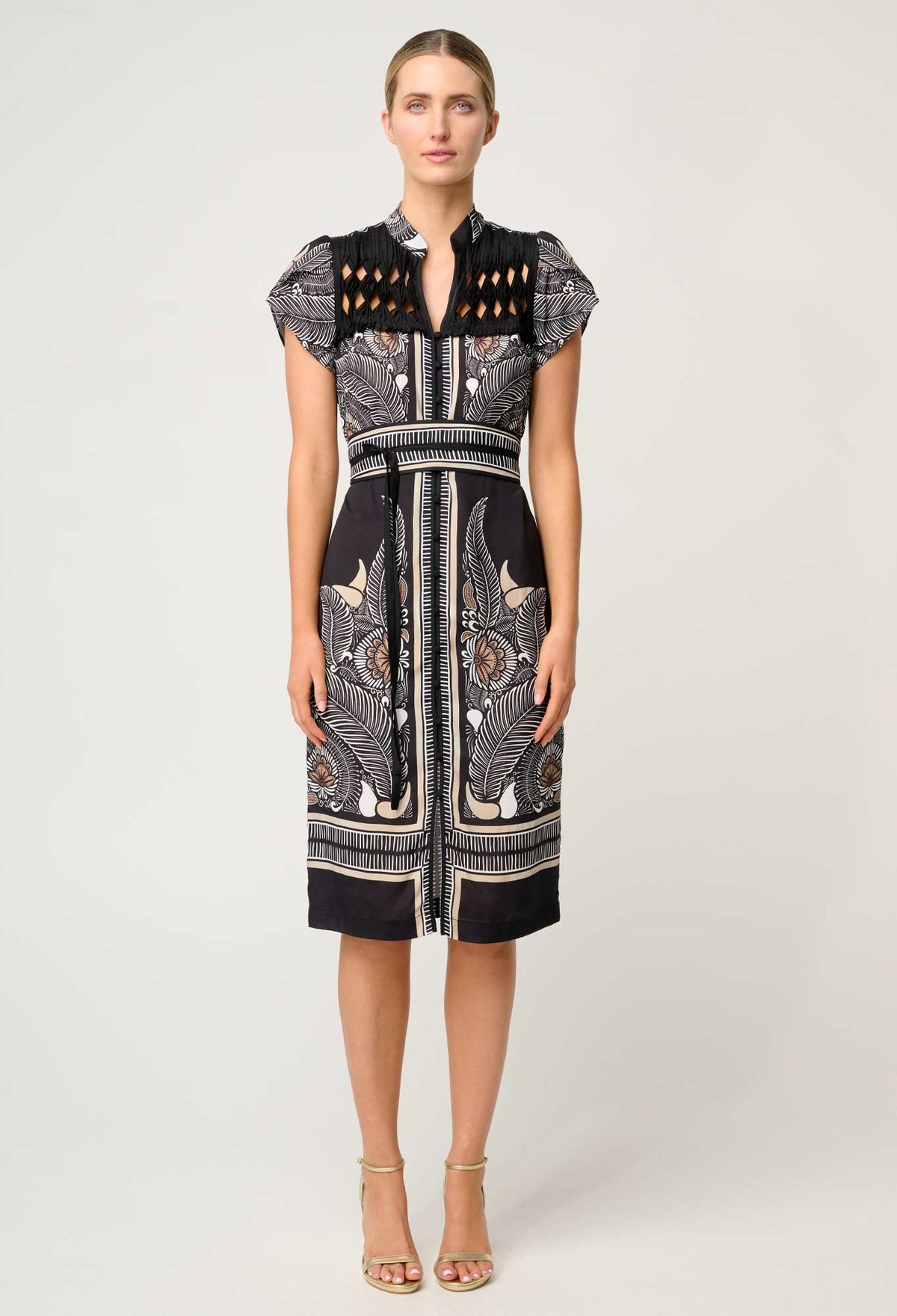 Once Was - Maha Diamond Smoke Yoke Viscose Faille Dress