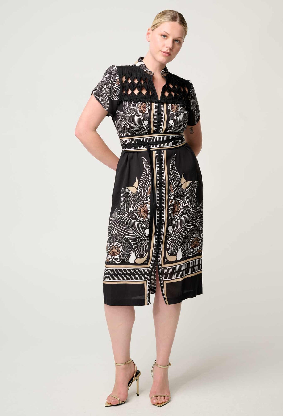 Once Was - Maha Diamond Smoke Yoke Viscose Faille Dress