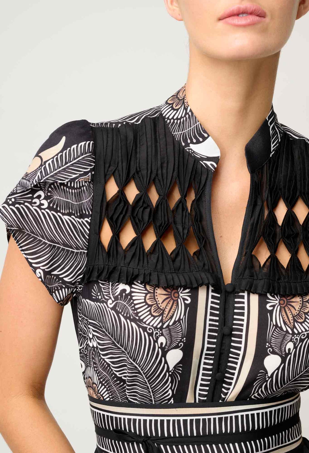 Once Was - Maha Diamond Smoke Yoke Viscose Faille Dress