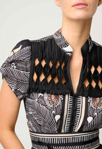 Once Was - Maha Diamond Smoke Yoke Viscose Faille Dress