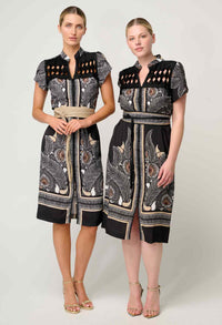 Once Was - Maha Diamond Smoke Yoke Viscose Faille Dress