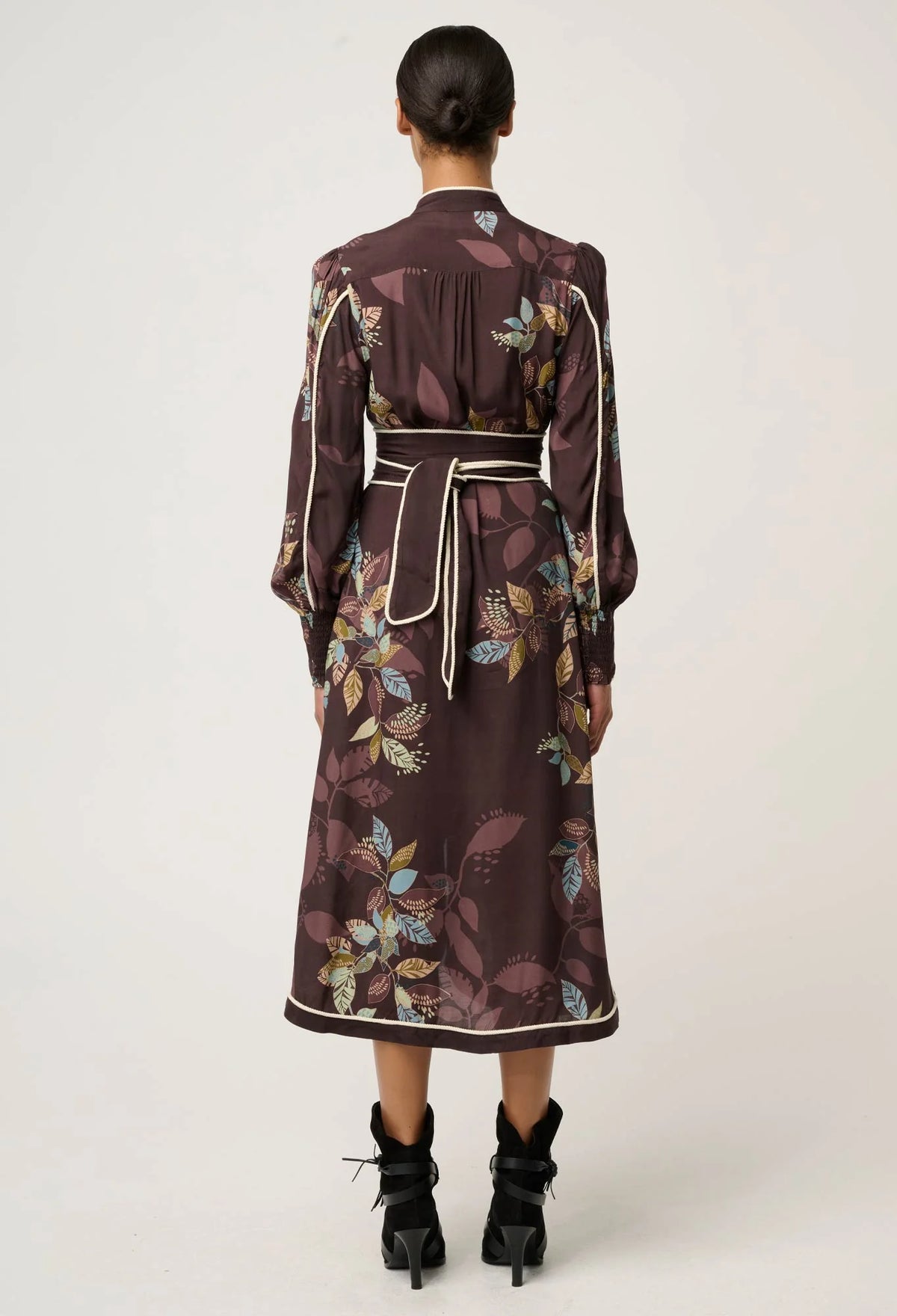 Once Was - Camille Viscose Faille Curved Hem Rope Detail Dress