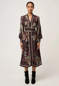Once Was - Camille Viscose Faille Curved Hem Rope Detail Dress