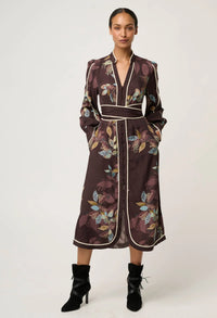Once Was - Camille Viscose Faille Curved Hem Rope Detail Dress