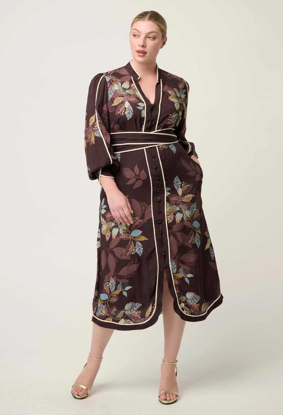 Once Was - Camille Viscose Faille Curved Hem Rope Detail Dress