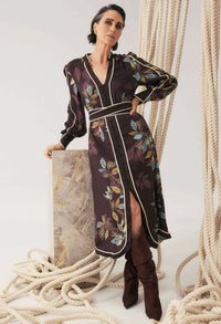 Once Was - Camille Viscose Faille Curved Hem Rope Detail Dress
