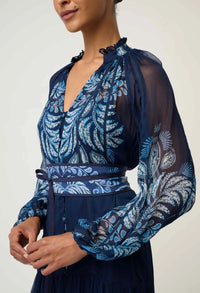 Once Was - Sloan Viscose Chiffon Print Midi Dress