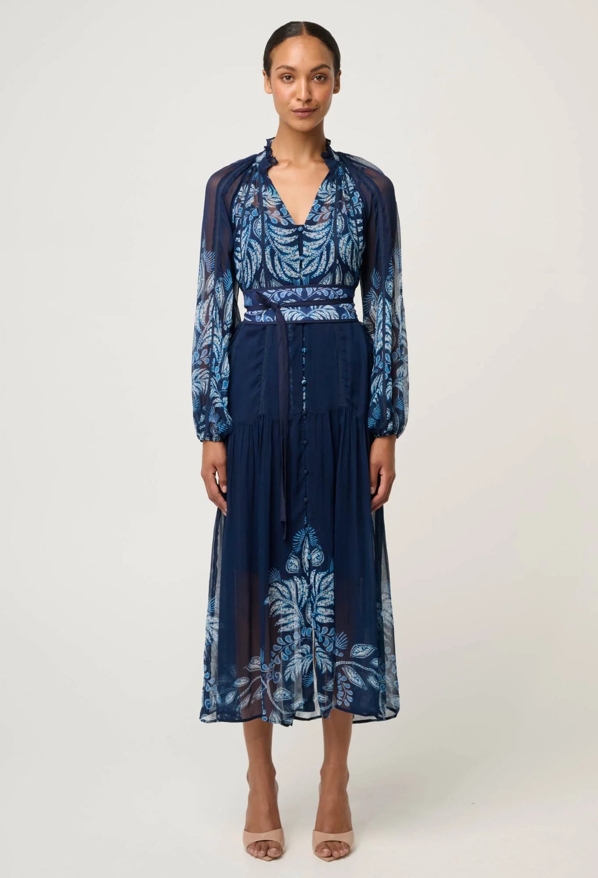 Once Was - Sloan Viscose Chiffon Print Midi Dress