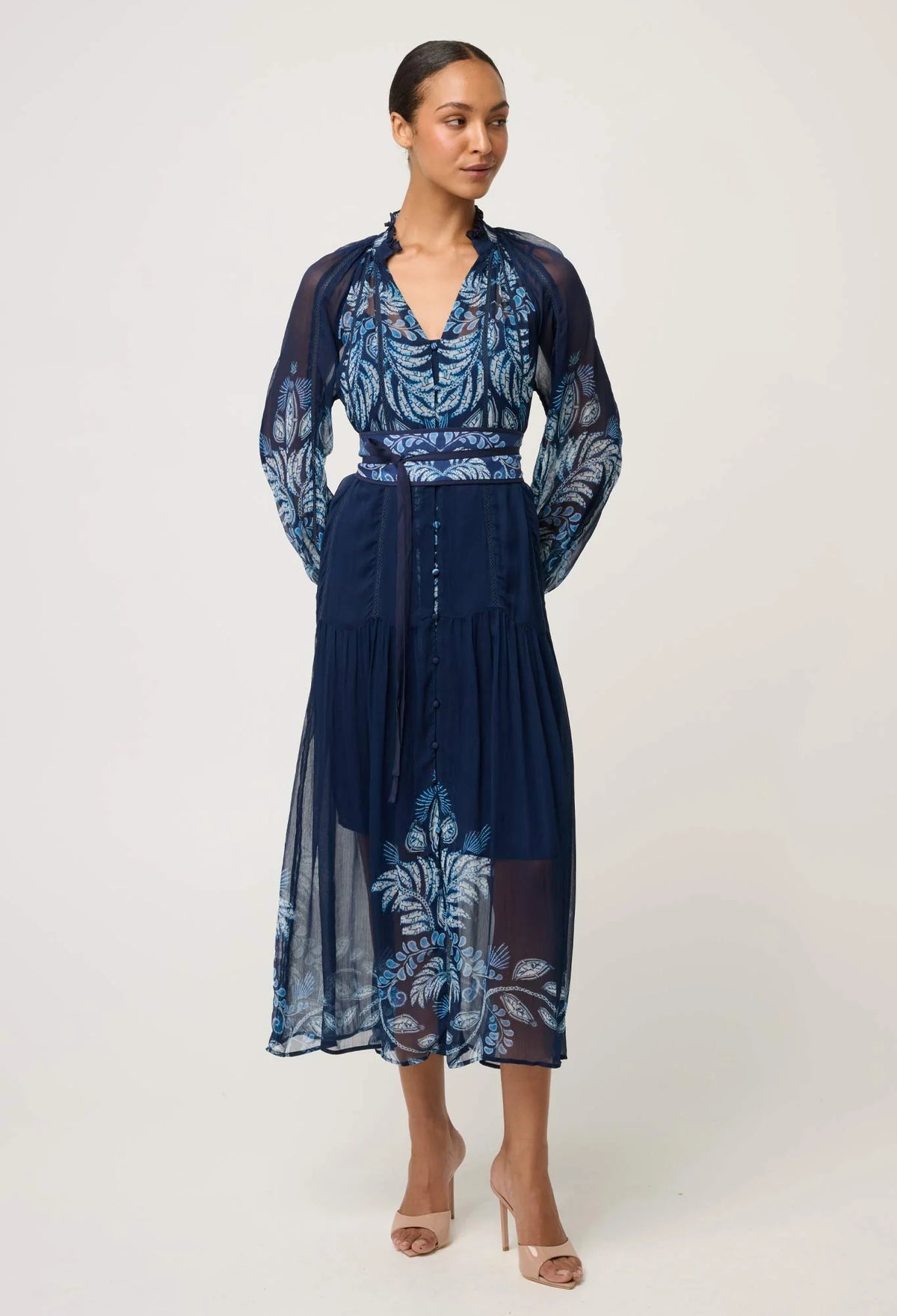Once Was - Sloan Viscose Chiffon Print Midi Dress
