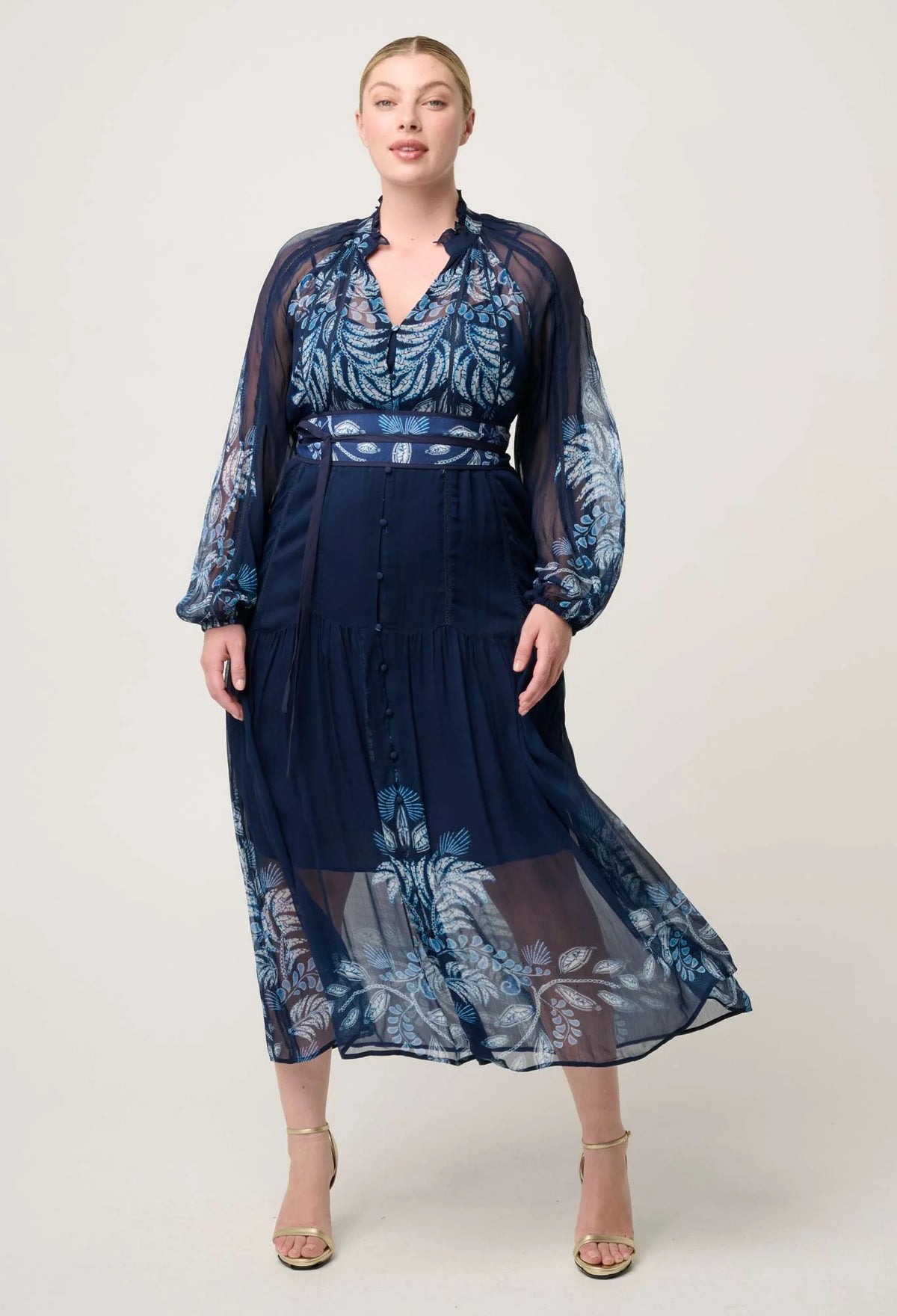 Once Was - Sloan Viscose Chiffon Print Midi Dress