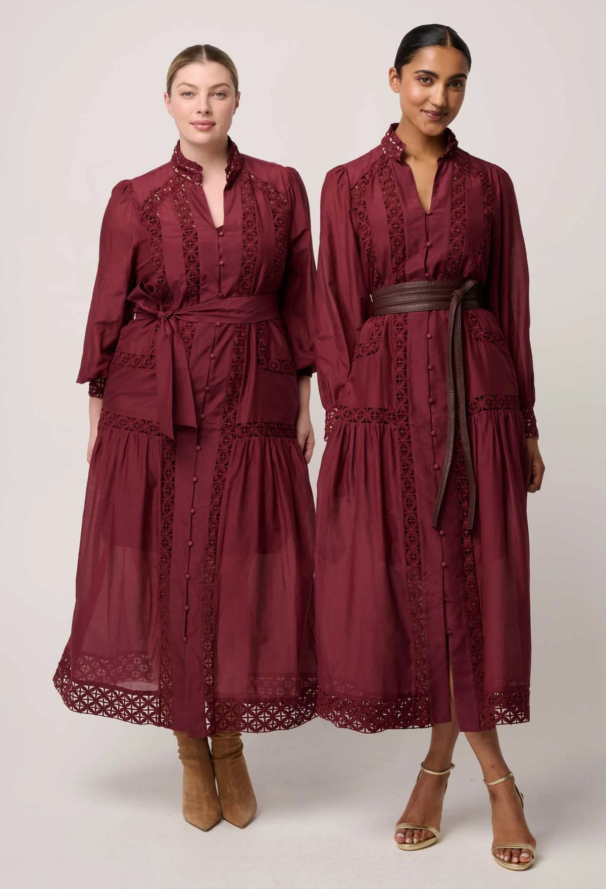 Once Was - Cascadian Cotton Silk Maxi Dress in Bordeaux