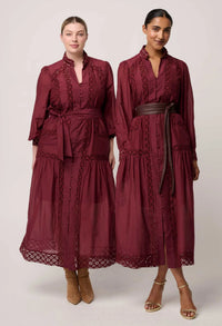 Once Was - Cascadian Cotton Silk Maxi Dress in Bordeaux