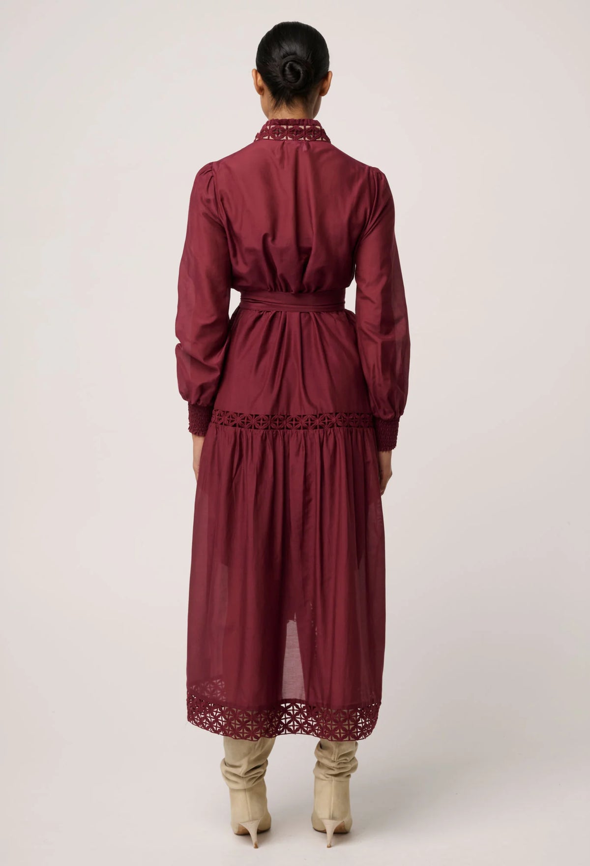 Once Was - Cascadian Cotton Silk Maxi Dress in Bordeaux
