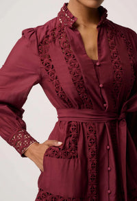Once Was - Cascadian Cotton Silk Maxi Dress in Bordeaux