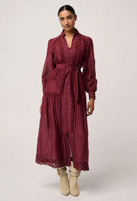Once Was - Cascadian Cotton Silk Maxi Dress in Bordeaux